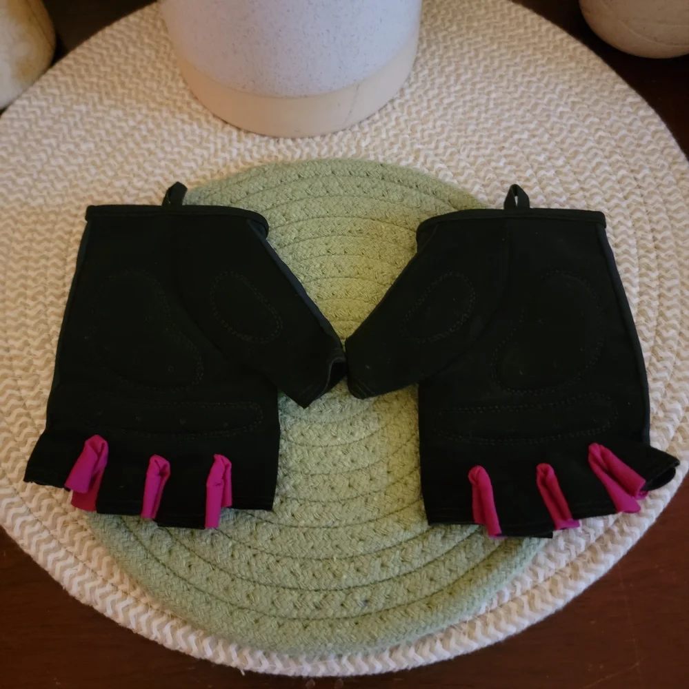 Champion Black With HOT Pink Trim Fingerless Bicycling Gloves